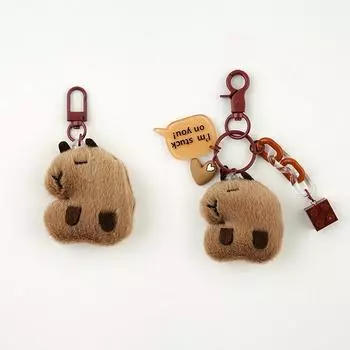 Милая подвеска в виде капибары, плюшевая кукла, брелок для ключей, пушистое животное, брелок, подвеска для автомобиля, рюкзак, украшение, детский подарок на день рождения as the picture