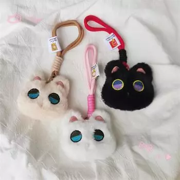 Милая подвеска в виде кошки для сумки, очаровательный брелок, очаровательная пищащая плюшевая кукла, сумка, подвеска для рюкзака для женщин One Size белый