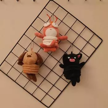 Милая подвеска в виде весеннего лобстера, плюшевая игрушка, кукла, котенок, щенок, сумка, подвесной брелок, тряпичная кукла 4 inch