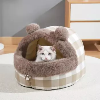 Милая полузакрытая будка для кошек на все времена года. Свежая и утолщенная будка для кошек. Будка для сохранения тепла зимой. Товары для домашних животных. S
