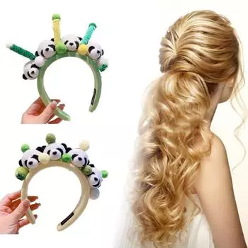 Милая повязка для волос в прямом эфире на Хэллоуин для женщин и студентов, повязка на голову для фотосессии в форме панды, повязки на голову для косплея 6