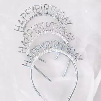 Милая повязка на голову для девочки на день рождения, металлический сплав, тиара для дня рождения, обруч для волос, корона принцессы, женский головной убор