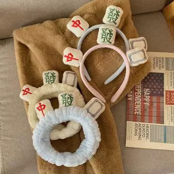 Милая повязка на голову для лица, зима-осень для девочек, повязки для волос в стиле маджонг, женский обруч для волос, корейская повязка на голову