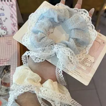 Милая повязка на голову с бантом из ленты для балетной девочки, кружевная лента, лента, завязанный на веревке хвост, эластичная повязка на голову, аксессуар Blue Lace