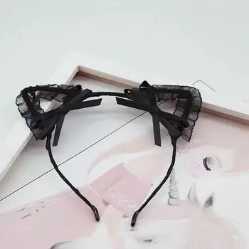 Милая повязка на голову с кошачьими ушками Loli, кружевной бант, головной убор, аксессуары для волос, милые украшения, заколка для вечеринки A84