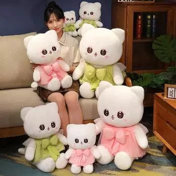 Милая принцесса кошка плюшевая одежда розовая зеленая юбка кукла мультяшная игрушка идеальный подарок на день рождения для декора детской комнаты 24cm зелёный