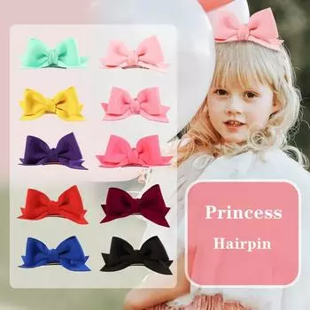 Милая принцесса, модные заколки для волос с бантом, детские аксессуары для волос для девочек, большая однотонная лента, заколки для волос с бантом, праздничный наряд, головной убор