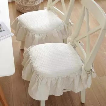 Милая принцесса с оборкой, хлопковая подушка для стула, коврик для сиденья, коврик для обеденного стула, подушки для офисного стула, домашний декор, коврик для стула ручной работы 45x45cm бежевый