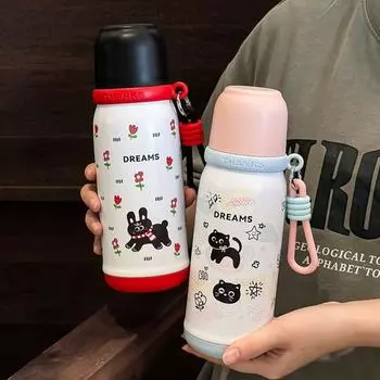 Милая прыгающая термобутылка для воды, герметичная термобутылка для воды, симпатичная термокружка для детей бежевый