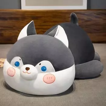 Милая пухленькая плюшевая игрушка хаски, кукла, мальчик, обнимающий спящего большого динозавра, подушка-игрушка, кукла для ножки кровати девочки 38cm