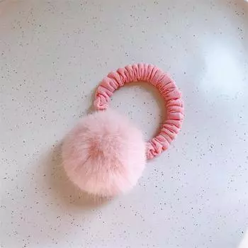 Милая пушистая заколка для волос для детей, пушистый шарик, заколка-автомат, плюшевая заколка для волос для девочек, детская резинка для волос с помпонами, эластичная резинка для волос, головной убор