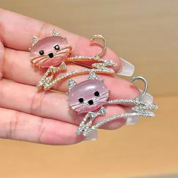 Милая японская брошь-кошка, роскошный блейзер с кошачьим глазом, осенняя и зимняя одежда, аксессуары для корсажа