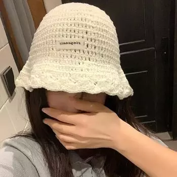 Милая японская шляпа рыбака, женская, весна и осень, универсальная, с открытым лицом, маленькая, дышащая, повседневная вязаная шапка 56-58cm белый