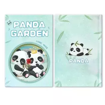 Милая раскрашенная вручную серия «Панда» небесно-голубого цвета с твердой обложкой и тройной магнитной застежкой, забавный мультяшный справочник