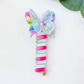 Милая резинка для волос цвета конфет из телефонного провода, эластичная, резинка-бабочка, веревка для волос для детей, скранчи, повязки на голову, головные уборы