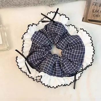Милая резинка для волос в клетку с бантом из сшитых лоскутов, большая резинка-скранчи для женщин и девочек, резинка для волос, резинка, повязка для волос, модные аксессуары для волос