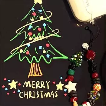 Милая рождественская цепочка для телефона с бусинами, подвеска на шнурок для камеры, брелок, подвеска, сумка, украшения, рождественские украшения для вечеринки, подарки one size