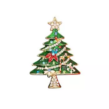 Милая Рождественская елка Стразы Брошь Женская Сверкающая Стразы Фестиваль Брошь Булавки Ювелирные Изделия One Size зелёный