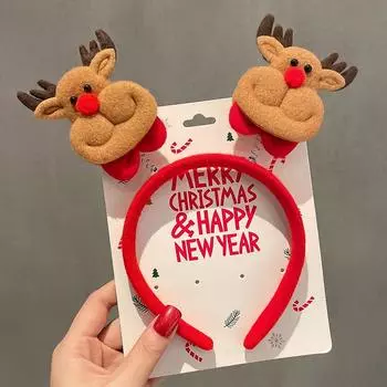 Милая рождественская повязка на голову для женщин и девочек, рождественский наряд, обруч для волос в виде рогов, повязка для волос, рождественские аксессуары для волос, подарок