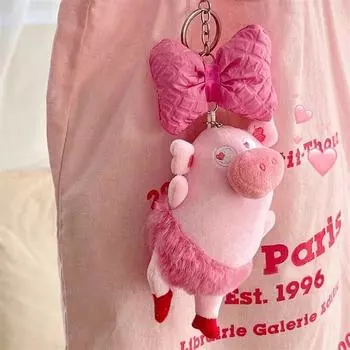 Милая розовая балетная свинка с бантом, плюшевая кукла, игрушка, брелок, мягкая сумка, кулон, мультяшная свинка, брелок, рюкзак, украшения, подарок на день рождения розовый