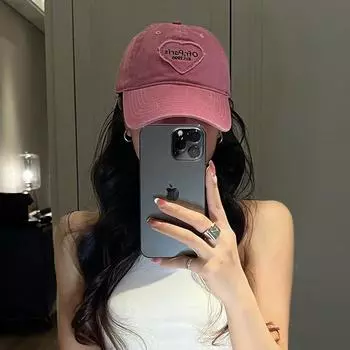 Милая розовая кепка Love для детей, весна-лето, новая, стираная, старая, с загнутыми краями, повседневная, мягкая бейсболка adjustable