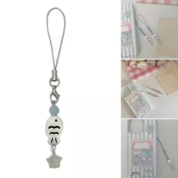 Милая рыбка, подвеска для телефона, ручной работы, из бисера, шнурок для телефона, съемный брелок, подвеска, ювелирный аксессуар, декор для сумки