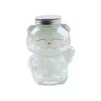 Милая счастливая кошка бутылка для воды прозрачная бутылка для сока бутылка для молока чай бутылка для кофе сок стакан для питья one size