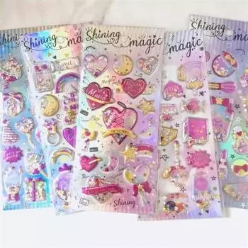 Милая серия принцесс, наклейка для журнала, 3D стерео замок, сердце, стиль, канцелярские принадлежности, наклейка для самостоятельного декора, наклейка для блокнота