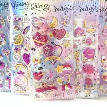 Милая серия принцесс, наклейка для журнала, 3D стерео замок, сердце, стиль, канцелярские принадлежности, наклейка для самостоятельного декора, наклейка для блокнота