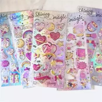 Милая серия принцесс, наклейка для журнала, 3D стерео замок, сердце, стиль, канцелярские принадлежности, наклейка для самостоятельного декора, наклейка для блокнота