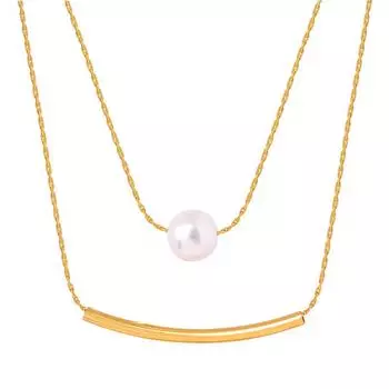 Милая сестра бисер двухслойное ожерелье титановая сталь 18 карат золото ниша дизайн вдовствующая императрица запад личность темперамент ключица цепочка женщины