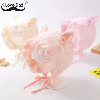 Милая шапка для маленьких девочек, кружевная шапка принцессы с рюшами для малышей, мягкая хлопковая шапка для новорожденных, весенняя кепка, реквизит для детской фотографии бежевый