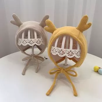 Милая шапка с длинными ушками кролика для малышей, однотонная вафельная вязаная шапка для новорожденных, осенне-зимняя теплая шапка-ушанка для малышей бежевый