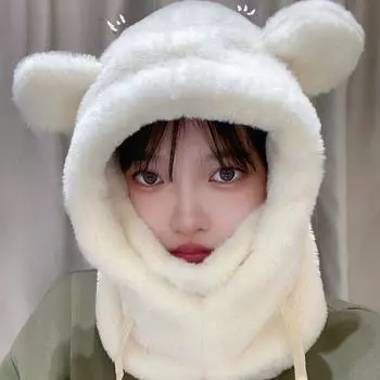 Милая шапка с медведем, маска, шарф, встроенная шапка-ушанка, зимняя велосипедная термо- и ветрозащитная морозостойкая осенне-зимняя теплая шапка для дикой зимы