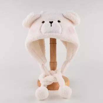 Милая шапка Thunderbolt Blush Bear из овечьей шерсти, женская зимняя теплая универсальная ветрозащитная кепка для езды на велосипеде One Size коричневый