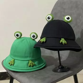 Милая шляпа-лягушка женская весенне-летняя универсальная шляпа-ведро студенческая мультяшная шляпа-козырек для раковины M56-58cm зелёный