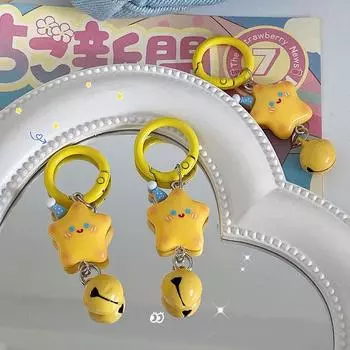 Милая шляпа, желтый колокольчик-звезда, пряжка в виде кольца для книг, школьная сумка, брелок, подарок девушке жёлтый