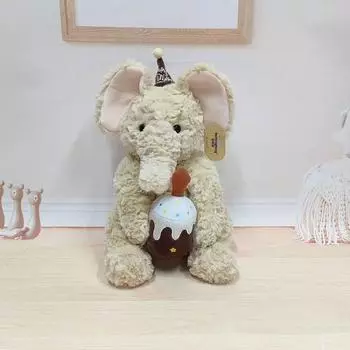 Милая сидящая праздничная плюшевая игрушка слон компания успокаивающий подарок на день рождения кукла как торт детская игрушка As shown in the picture