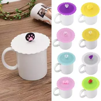 Милая силиконовая крышка с рисунком из мультфильма, термостойкая герметичная герметичная крышка, пылезащитная присоска, крышка для чая, кофе, товары для дома 01