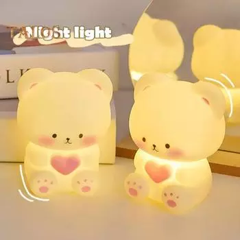 Милая силиконовая мультяшная лампа светодиодный ночник мягкий свет без мерцания на батарейках прикроватная лампа украшение стола C