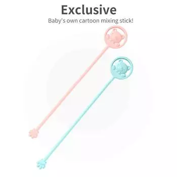 Милая силиконовая палочка-смеситель с удлиненной мультяшной ручкой, детская палочка для перемешивания с датчиком температуры для бутылочки с сухим молоком розовый