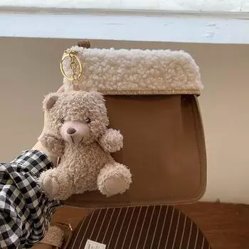Милая симпатичная женская сумка через плечо из меха ягненка, женская новая сумка на плечо, женская сумка для мобильного телефона