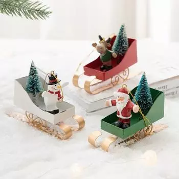 Милая скандинавская рождественская елка санки подвеска железное искусство деревенские сани подвесные украшения мини рождественская фигурка украшения подарки