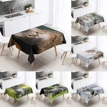 Милая скатерть с изображением кота, вечерние украшения для ресторана, стола, водонепроницаемая, прямоугольная, для кухни, Kawaii, новый дом 40x70cm