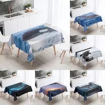 Милая скатерть с китом и косаткой, водонепроницаемая прямоугольная скатерть для свадебной вечеринки, декора для ресторана, кухни, дома 40x70cm