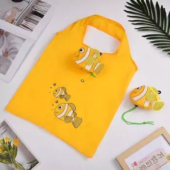 Милая складная сумка для покупок с тропическими рыбками, большая вместимость, сумка для покупок в супермаркете, портативная многоразовая экологичная сумка, сумка для хранения жёлтый