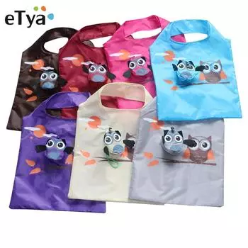 Милая складная сумка для покупок с животным принтом совы, экологически чистая дорожная женская сумка на плечо, женская многоразовая сумка-тоут вино красного