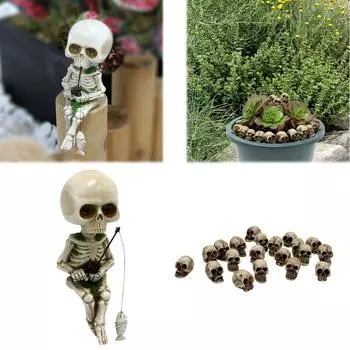 Милая скульптура из смолы в виде черепа Фишера, украшение на Хэллоуин, милая фигурка скелета гнома для сада, пруда, фонтана у бассейна Style B