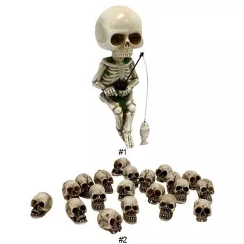 Милая скульптура из смолы в виде черепа Фишера, украшение на Хэллоуин, милая фигурка скелета гнома, небольшой скелет, украшение для сада на открытом воздухе Style B