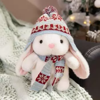 Милая снежинка шарф шапка кролик плюшевая кукла маленькая девочка обнимается, чтобы сопровождать маленькую куклу подарок на день рождения кролик 20cm